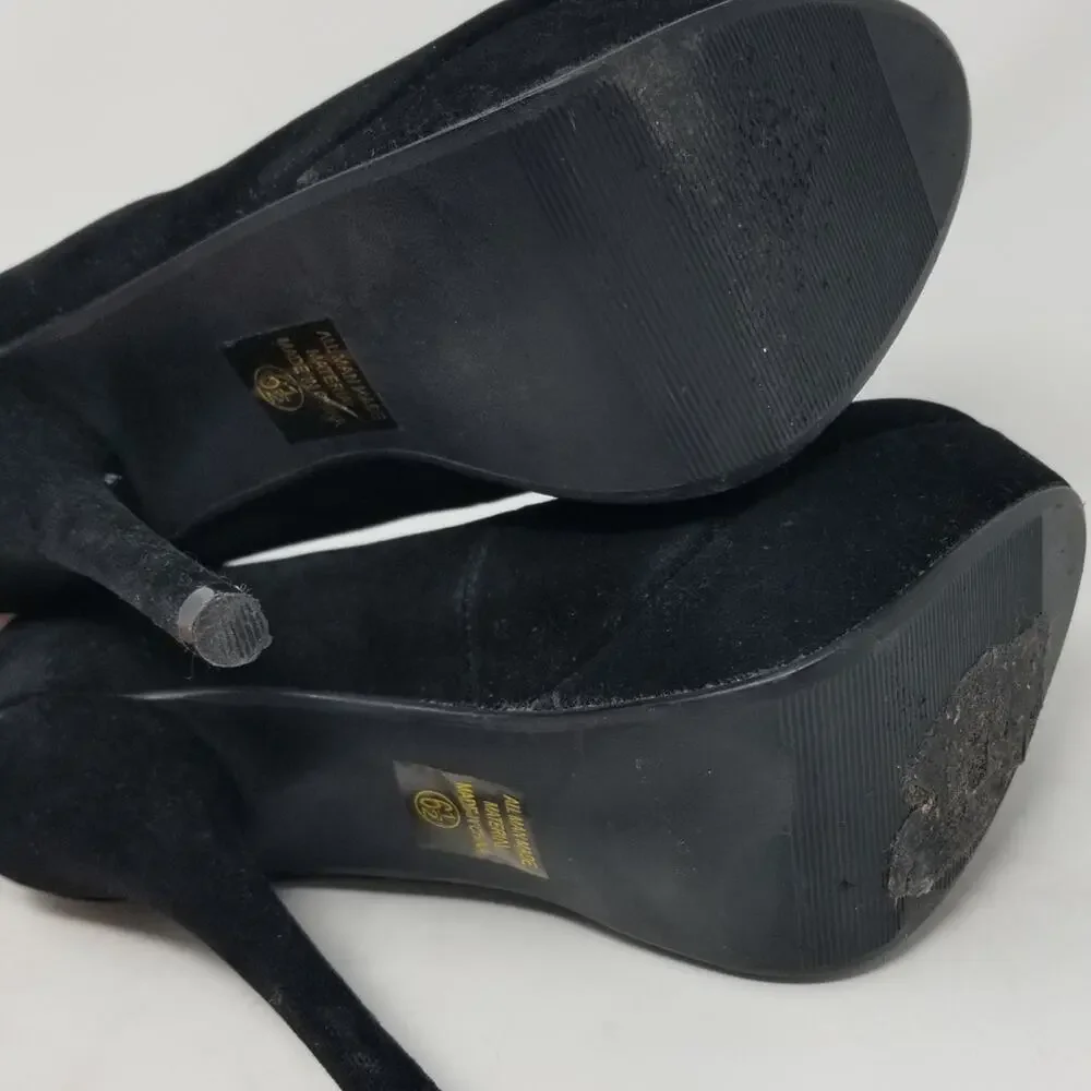 D Black‎ Velvet Platform Heels Size 6 1/2